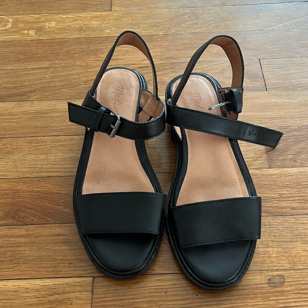 Madewell Black Leather Chunky Sandals